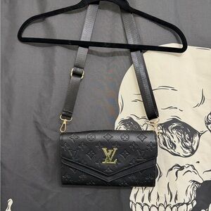 Designer Inspired Black Monogram Empreinte Crossbody Bag.